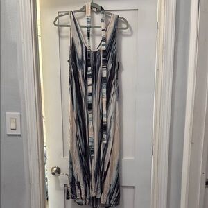 Latched Mama Blues and Cream Striped Midi/Maxi Dress